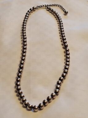 High-Polish Rose Metal Beaded Necklace 8" with Adjustable Hook Closure